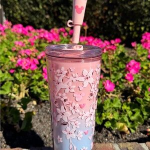 Mickey Mouse Icon Sakura Starbucks Tumbler with Straw Cherry Blossoms Disney